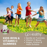 Go Healthy Iron Gummies for Kids, Vegetarian, Vegan, Non-GMO, Gluten Free, Kosher & Halal - 30 Servings
