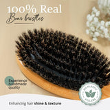 Belula 100% Boar Bristle Hair Brush Set (Medium). Soft Natural Bristles for Thin and Fine Hair. Restore Shine And Texture. Wooden Comb, Travel Bag and Spa Headband Included!