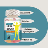 Height Boost Natural Height Growth Maximizer Support Gummies for Kids and Teens - K2, Calcium, Vitamin D3, and Collagen Hydrolysate