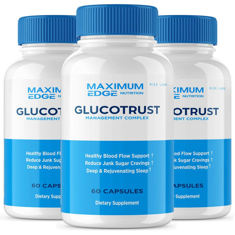 (3 Pack) Glucotrust Capsules - Gluco Trust Supplement Advanced Formula Pills Gluco+Trust Maximum Strength 3 Pack Balance Original Edge Support Extra Strength Vegan Max Natural (180 Capsules)