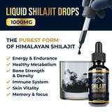 Pure Himalayan Shilajit Liquid Drops - 1000mg Natural Shilajit Drops - 85+ Trace Minerals & 40% Fulvic Acid for Energy Boost, Detox Cleanse, Strength & Immunity Support - 50 Day Supply
