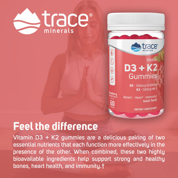 Trace Minerals | Vitamin D3 + K2 Gummies | 5,000 IU D3 + 50 mcg K2 | V ...