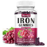 Hovika Iron Gummies Supplement for Women & Men, Iron Supplements for Anemia with Vitamin C, B12, Folate-Blood Builder & Energy Support for Iron Deficiency-Grape Flavor, Vegan, 60 Gummies