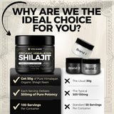 Shilajit Pure Himalayan Organic Shilajit Resin - 500mg High-Strength Organic Shilajit Resin, Enhanced with Over 85 Trace Minerals & Fulvic Acid for Boosting Energy and Immune System Support, 50 Grams