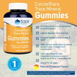 Trace Minerals | ConcenTrace Chewable Gummies Full Spectrum | Provide Potent Energy, Metabolic & Mood Support | Healthy Joints Bones and Teeth | Natural Pineapple | 90 ct