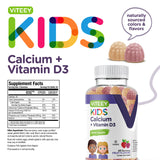 Kids Calcium Gummies with Vitamin D3 - Supports Bone Health & Tooth Health - Naturally Sourced Calcium 500mg Plus Vitamin D3 1000iu - Gluten Free, GMO Free - Tasty Chewable Fruit Flavored Gummy