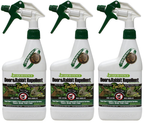 (3 Pack) Liquid Fence Deer and Rabbit Repellent, 32-Ounce each
