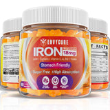 Sugar Free Iron Gummies 18mg for Women Men, Iron Bisglycinate Supplement Gummies with Vitamin C, Turmeric & Folate - Blood Builder for Iron Deficiency, Anemia & Energy, Non-Constipating (1 Pack)