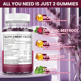 Hovika Iron Gummies Supplement for Women & Men, Iron Supplements for Anemia with Vitamin C, B12, Folate-Blood Builder & Energy Support for Iron Deficiency-Grape Flavor, Vegan, 60 Gummies