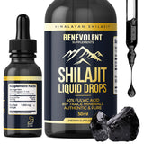 Pure Himalayan Shilajit Liquid Drops - 1000mg Natural Shilajit Drops - 85+ Trace Minerals & 40% Fulvic Acid for Energy Boost, Detox Cleanse, Strength & Immunity Support - 50 Day Supply