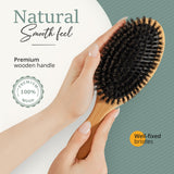 Belula 100% Boar Bristle Hair Brush Set (Large). Soft Natural Bristles for Thin and Fine Hair. Restore Shine And Texture. Wooden Comb, Travel Bag and Spa Headband Included!