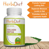 HERBADIET Hydrolyzed Collagen Capsules Type 1 Bovine Peptides Hair, Skin, Nails & Joints