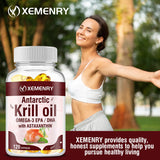 XEMENRY Antarctic Krill oil 2000mg - with Omega-3 EPA, DHA and Astaxanthin Supplements