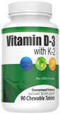 GREAT LAKES NUTRITION Vitamin D-3 (2,000 IU) + K2 | All Natural Immune Support - 90 Chewable Tablets
