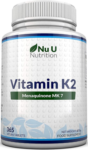 NU U NUTRITION Vitamin K2 Menaquinon MK7 Tablets - 365 Count