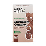 Wild & Organic Mushroom Gummies - Reishi, Chaga, Cordyceps, Maitake, Lion's Mane, Turkey Tail, Blend - Brain Booster & Immune Support Supplement, 60 Chews