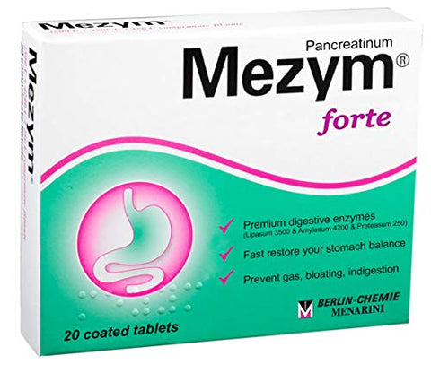 Mezym 3500, 20 Tablets (Dietary Supplement, Pancreatin Enzymes for digestion support)