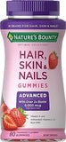 Nature's Bounty Vitamin Biotin Optimal Solutions Hair, Skin and Nails Gummies- Strawberry Flavored - 80 Count,…