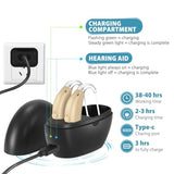 Hearing Aids for Seniors,Rechargeable Hearing Aid with Noise Cancelling,Hearing Amplifier with Adjustable Volume Control,No Squealing One Pair Hearing Assist Device with Charging Box,Black