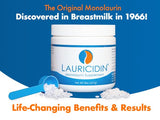 Lauricidin Monolaurin Supplement for Immune Support - Gut Health - High Potency Monolaurin Pellets, 3000mg per Serving- 227g per 8oz Jar