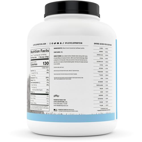 Levels Grass Fed 100 Whey Protein, No Hormones, Unflavored, 5LB kate