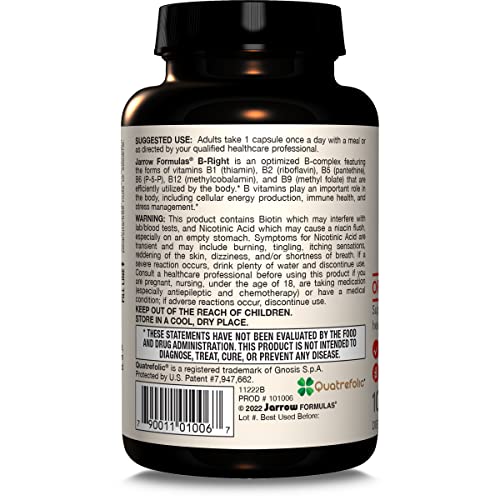 Jarrow Formulas B-Right Optimized B-Complex, Dietary Supplement For Ce ...