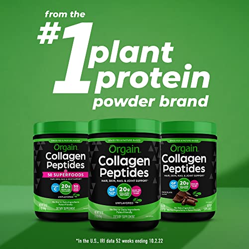 Orgain Hydrolyzed Collagen Powder, 20g Grass Fed Collagen Peptides, Un ...