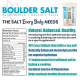 Boulder Salt - Low Sodium Salt - Unflavored Salt for Cramps, High Blood Pressure and POTS - Good on Food or in Water. 113 Servings.