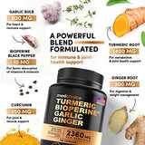 4-in-1 Turmeric and Ginger Supplement with Bioperine 2360 mg (360 ct) Turmeric Ginger Root Capsules with Garlic - Turmeric Curcumin with Black Pepper for Joint, Digestion & Immune Support (Pack of 3)