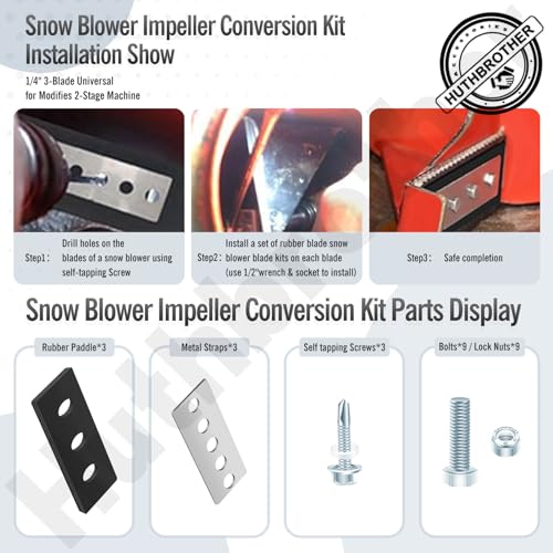 Snow Blower Impeller Modification Kit 1/4" 3Blade Universal, for Mo