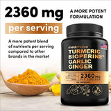 4-in-1 Turmeric and Ginger Supplement with Bioperine 2360 mg (120 ct) Root Capsules with Garlic - Turmeric Curcumin with Black Pepper for Joint, Digestion & Immune Support (Pack of 1)