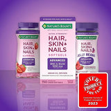 Nature's Bounty Optimal Solutions Advanced Hair, Skin, Nails, 2X Biotin, 200 Strawberry Gummies