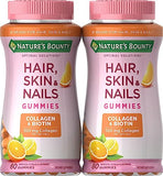 Nature's Bounty Hair, Skin & Nails with Biotin and Collagen, Citrus-Flavored Gummies Vitamin Supplement, Supports Hair, Skin, and Nail Health for Women, 2500 mcg, 80 Ct (2 pack)
