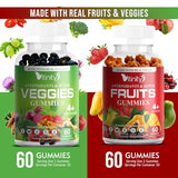VITINITY Made with Real Fruit and Real Veggie Gummies - Superfood Vegetable Vitamin Supplement for Women,Men & Kids - with a Blend of Fruit and Greens for Daily Health (30-Day Supply)