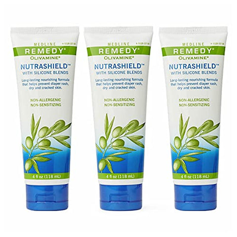 Medline Remedy Nutrashield, Skin Protection, Relieves Chapped or Cracked Skin, Ideal for Dry Denuded Skin, 4 oz (Pack of 3)