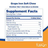 Bariatric Fusion Iron Soft Chew with Vitamin C | Grape Flavored | Chewy Vitamin for Bariatric Patients | Gluten Free | Iron Supplement for Women and Men | 60 Count | 2 Month Supply
