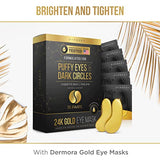 DERMORA Golden Glow Under Eye Patches (20 Pairs Eye Gels) - Rejuvenating Treatment for Dark Circles, Puffy Eyes, Refreshing, Revitalizing, Travel, Wrinkles
