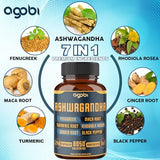 240 Capsules - 8 Month Supply - 7in1 Ashwagandha 8050mg - Combined with Fenugreek, Maca, Turmeric, Rhodiola, Ginger, and Black Pepper - Mood, Strength, Spirit and Energy Support Supplement