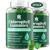 Chlorophyll Gummies - Sugar Free with Unfiltered ACV, Sea Moss & Elderberry, Echinacea, Vitamin D3, C, E, B12 - Natural Deodorant, Energy Boost, Immune & Digestion Support - Delicious Chews 60Ct*2