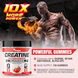 Creatine Monohydrate Gummies for Men & Women 120 Sugar Free 30 Servings 5g of Creatine Per Serving Creatine Gummy L-Taurine B12 for Muscle Growth Strength Focus Energy Low-Calories & Vegan