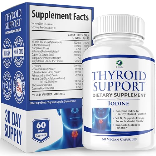 1 Body Thyroid Support Supplement With Iodine - Energy & Focus Support ...