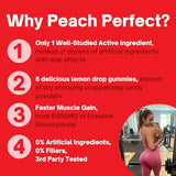 Peach Perfect Glute Gummies, Creatine Gummies 5G, Lemon Drop, 30 Servings, Monohydrate, Muscle Builder, Creatine for Women, Creatina, Booty Gummies, Pills and Powder Alternative, Flavored.