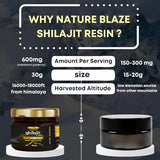 Nature Blaze Pure Organic Himalayan Shilajit Resin for Men & Women for Energy Boost & Immune Support (30Gm / 1.0 Ounce)