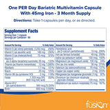 Bariatric Fusion One Per Day Bariatric Multivitamin with Iron | Easy to Swallow Capsule | Vitamin for Bariatric Surgery Patients | Gastric Bypass and Sleeve Gastrectomy | 90 Count | 3 Month Supply