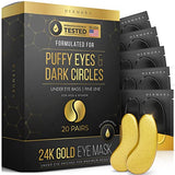 DERMORA Golden Glow Under Eye Patches (20 Pairs Eye Gels) - Rejuvenating Treatment for Dark Circles, Puffy Eyes, Refreshing, Revitalizing, Travel, Wrinkles