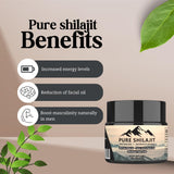 Pure Shilajit Organic Himilayan Resin, Natural Supplement with 85+ Trace Minerals + Humic Acid | High Potency Providing Energy, Strength & Immunity | Golden Grade A for Men and Women