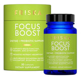 FRISKA Focus Boost Enzyme and Probiotics Supplement, Promotes Better Digestion and Relaxation, Focus, Memory and Mental Clarity for Men and Women, Gut Health, Bacopa, 30 Capsules