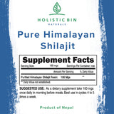 Holistic Bin Purest Himalayan Shilajit Resin Black Platinum Resin | Rich in Fulvic Acid, Humic Acid, Fulvic Minerals and Trace Minerals | Mixes Easily Into Liquids | Serving Spoon Included
