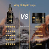 60ML Shilajit Pure Organic Himalayan Shilajit Resin Drops, 500mg High Potency, Golden Grade A Shilajit Supplement, 85+ Trace Minerals & Fulvic Acid, Natural Energy & Immune Booster
