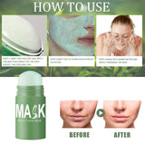 FUSCOTO Oneews Green Tea Mask Stick, Green Tea Deep Cleanse Mask Blackhead Remover, Natural Green Tea Deep Cleanse Mask Stick, For All Kind Skin Type (3Pcs)